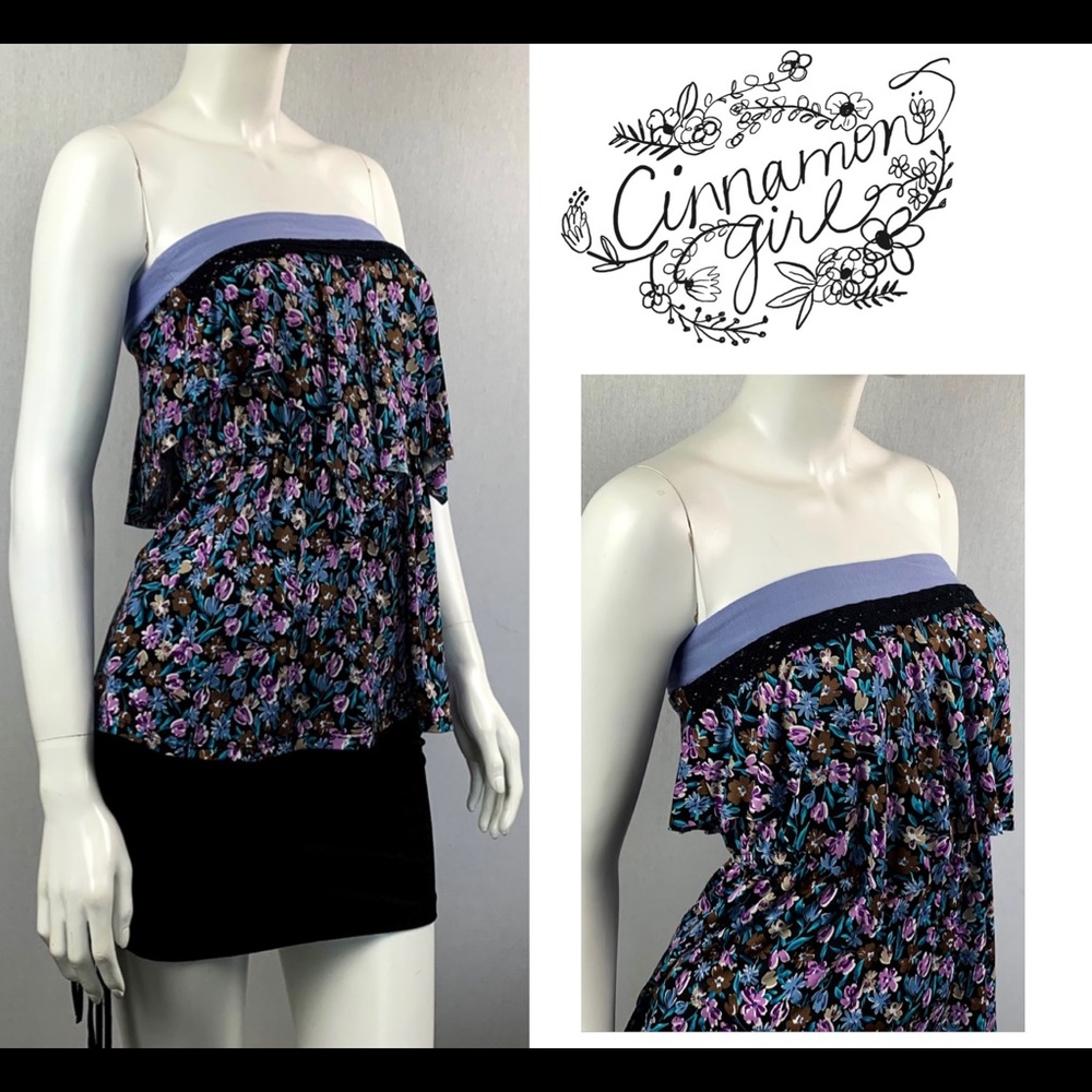 NWT Bohemian Layered Crochet Trim Tube Top